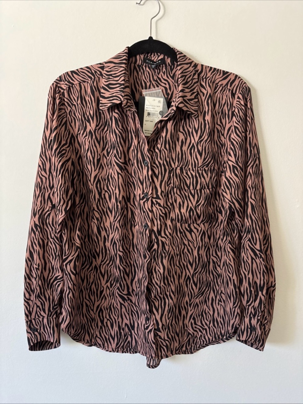 Pleione Mauve and Black Zebra Print Button-Up Blouse - Picture 2 of 9